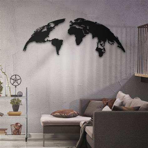 Lamodahome Metal World Map Wall Art Metal Wall Art Office Wall Art