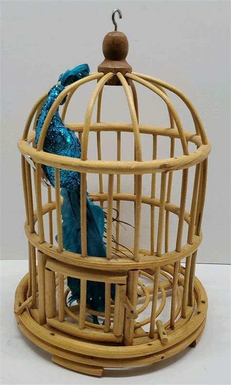 Vintage Bamboo Stick Wood Dome Bird Cage House Home Decor Etsy