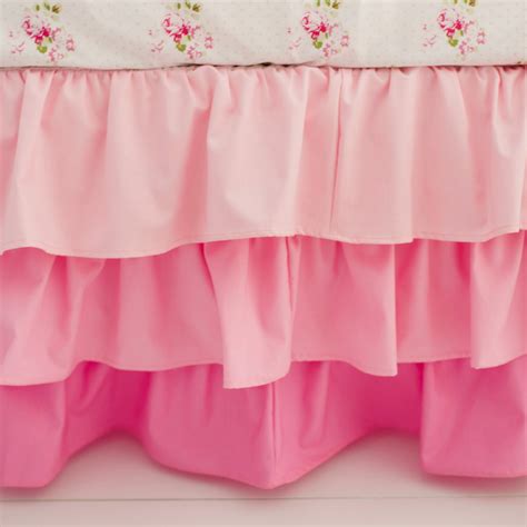 pink ombre 17 3 tiered ruffled crib skirt by threewishesbeddingco