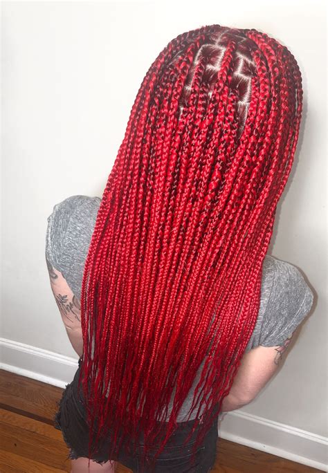 33 Knotless Box Braids Red And Black Fatoufindley