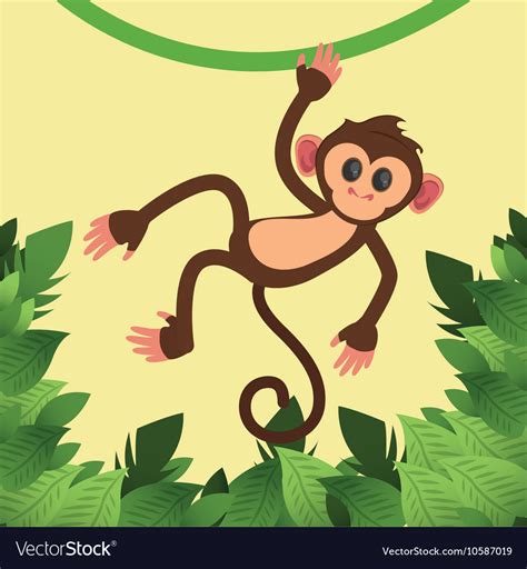 Cartoon Jungle Background With Monkey