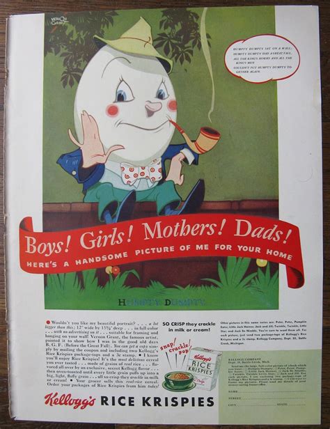 1938 Rice Krispies Humpty Dumpty Ad 105 X 14 Ebay