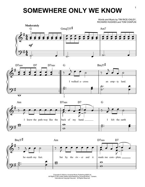 Bm c#m7 e and if you have a minute why don't we go bm c#m7 e talk about it somewhere only we know bm c#m7 e this could be the end of everything. Somewhere Only We Know sheet music by Keane (Easy Piano ...