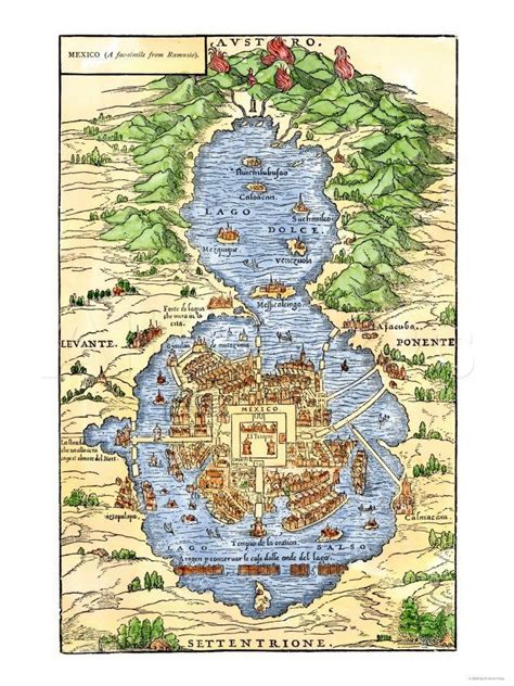 Tenochtitlan Capital City Of Aztec Mexico An Island Connected By