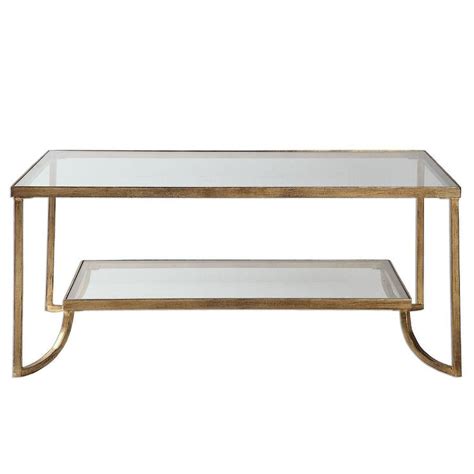 Worlds Away Taylor 2 Tier Rectangle Gold Coffee Table