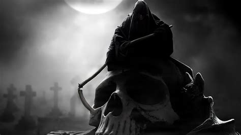Hd Wallpaper Death Monochrome Fantasy Art Grim Reaper Skull