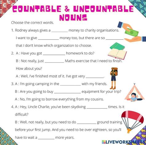 Countable And Uncountable Nouns Quantifiers Interactive Worksheet