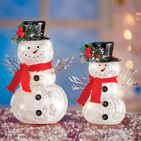 Lighted Sparkling Holiday Snowmen Set Of 2 Collections Etc