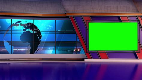 News Tv Studio Set 62 Virtual Background Loop Stock Video Footage