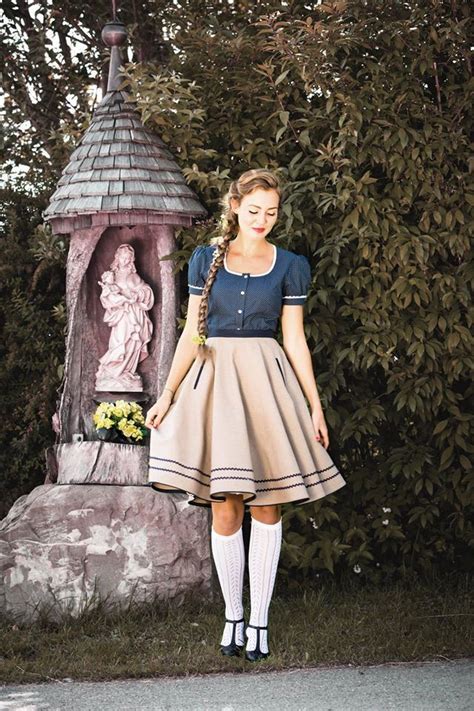 college inspired style with lean blouse and dirndl skirt white socks and black shoes sweet
