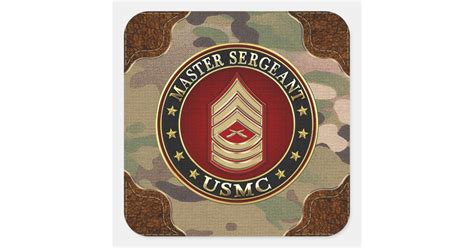 Us Marines Master Sergeant Usmc Msgt 3d Square Sticker Zazzle