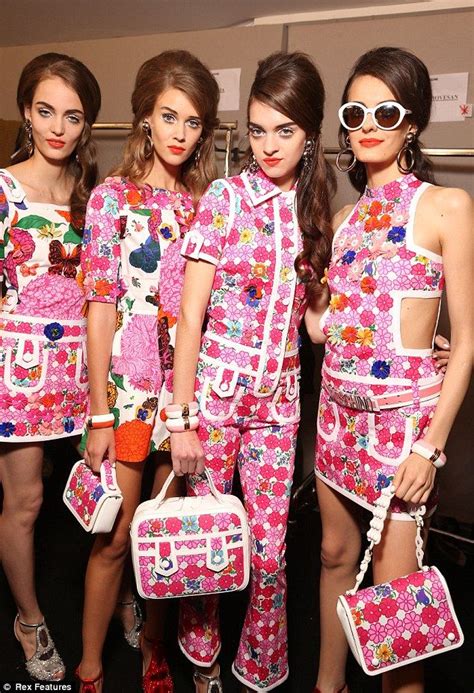 it was all about the flower power on the moschino catwalk as models donned bright hues 60s