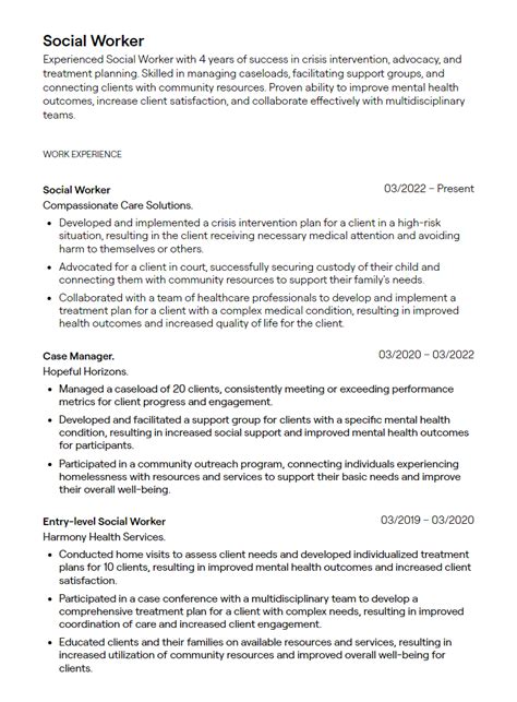1 Social Worker Resume Examples With Guidance