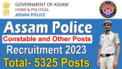 Assam Police Constable Recruitment 2023 Notification For 5325 Posts