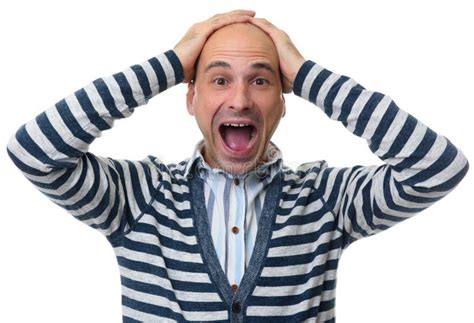 Man Shocked To Madness With His Hands On Head Stock Image Image Of