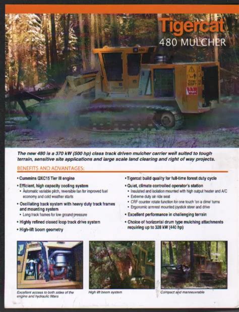TIGERCAT LOGGING TIMBER Forestry 480 Tracked Mulcher Brochure Leaflet