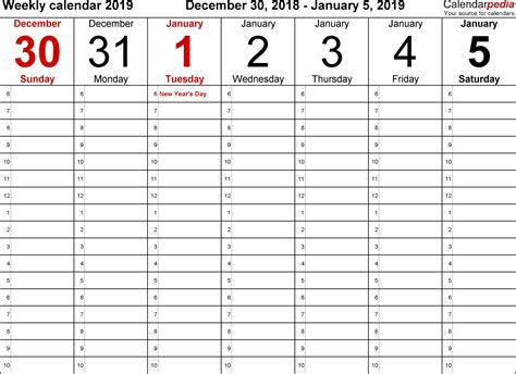 7 Day A Week Printable Fillable Calendar