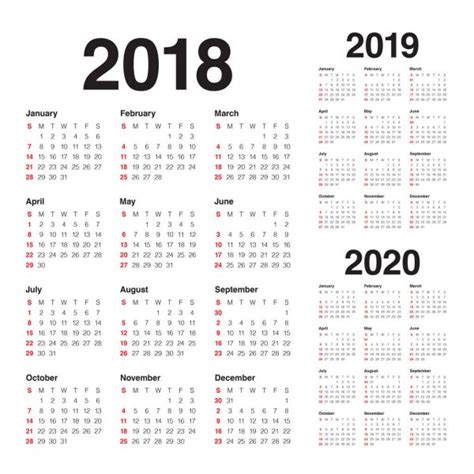 Year 2020 2021 2022 Calendar Vector Design Template Stock Vector Image