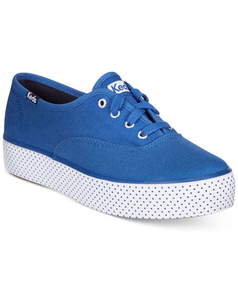 Lyst Keds Womens Triple Dot Lace Up Flatform Sneakers In Blue