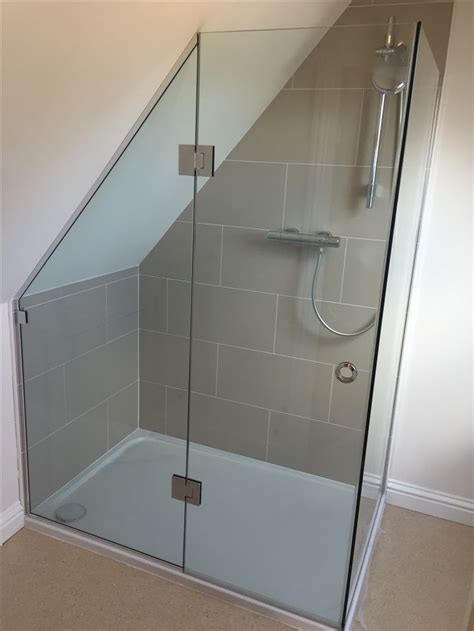 Bespoke 2 Sided Shower Enclosure Shaped To Sloping Ceiling Bathroom