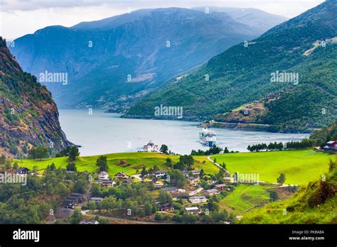 Flam Norway Norwegian Fjord Village With Sognefjord Landscape And