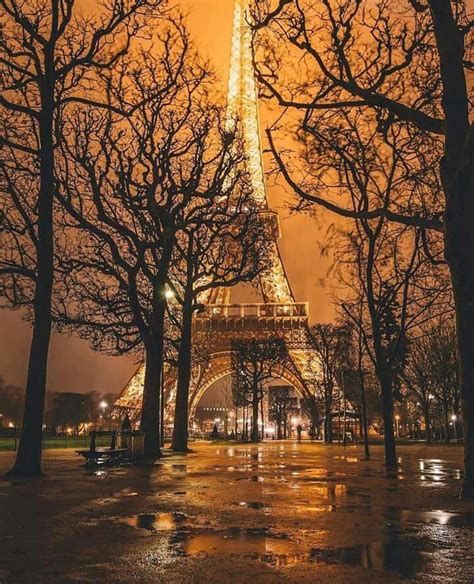 Eiffel Tower On A Rainy Night France Photos Paris France Photos