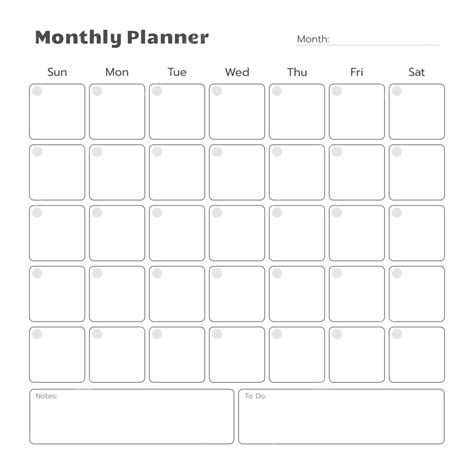 Plan Mensual Calendario Sin Fecha Minimalista Png Planificador
