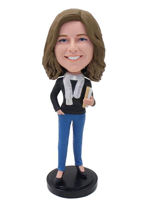 Customized Bobble Head Holding A Book Dolls Bobble Head Bobble