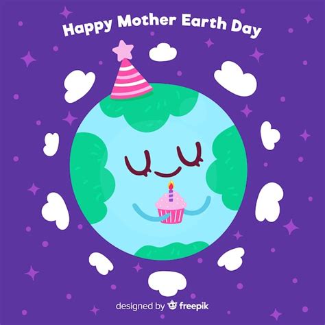 Fondo Día Madre Tierra Cumpleaños Planeta Vector Gratis