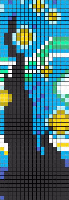 Starry Night Panel Bead Pattern Beading Patterns Pixel Art Cross