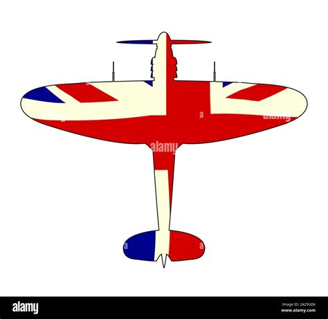 A Typical Ww2 British Fighter Plane With Union Jack Flag Silhouette On