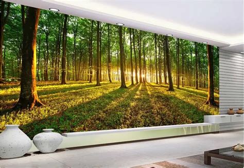 Custom 3d Wallpaper Sunshine Forest Landscape Backdrop Living Style