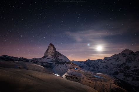 Night Sky Over The Matterhorn Switzerland Top Of The World Travel