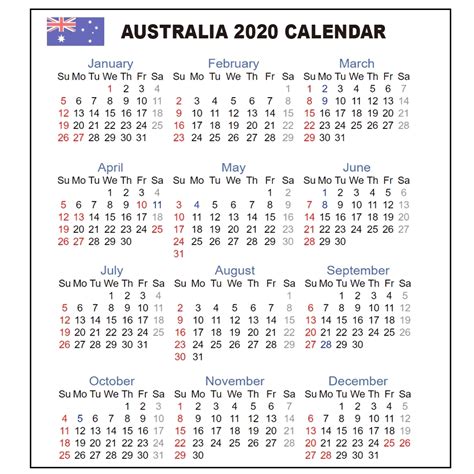 Print Calendar Australia 2020 Month Calendar Printable