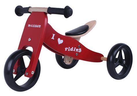 7 Inch Wooden Mini Trike 2 In 1 Muti Function Wooden Ride On Toy Car