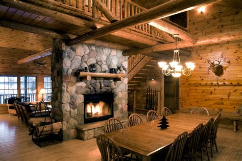 Northern Michigan Hunting Lodge Hunting Home Decor Stone Fireplace