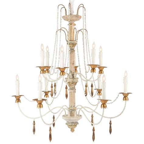 Our goal today with this distressed wood chandelier is to light up your world with style and romance at a price you've only been able to dream of before. Fontaine French Country 2 Tier Distressed White Beaded ...