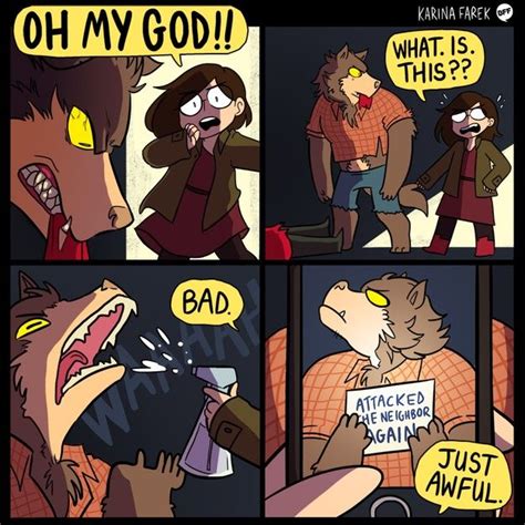 Werewolf Shaming Karina Farek Funny Cute Hilarious Furry Meme 4 Panel Life Character Art