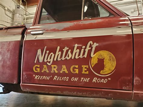 Vintage Custom Graphic Sign Design For Night Shift Garage Daves Signs