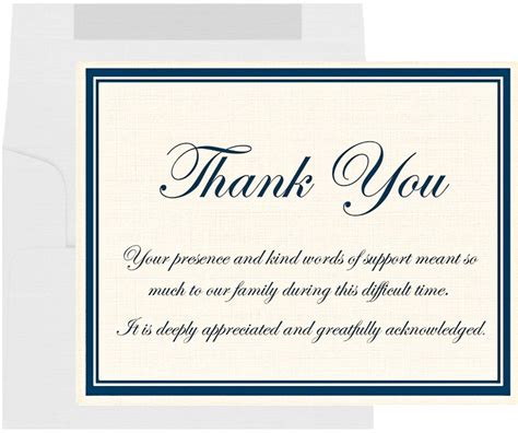 Funeral Thank You Cards With Envelopes Sympathy Acknowledgement