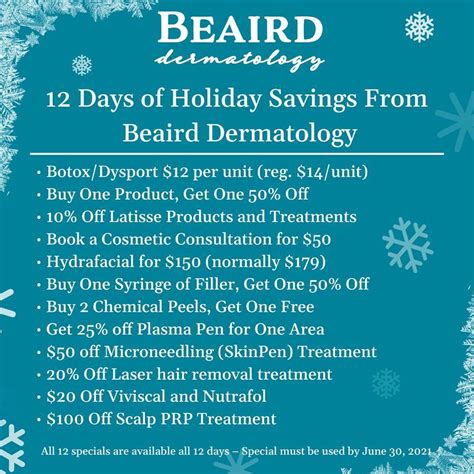 Beaird Dermatology Celebrates With 12 Days Of Holiday Savings Expires