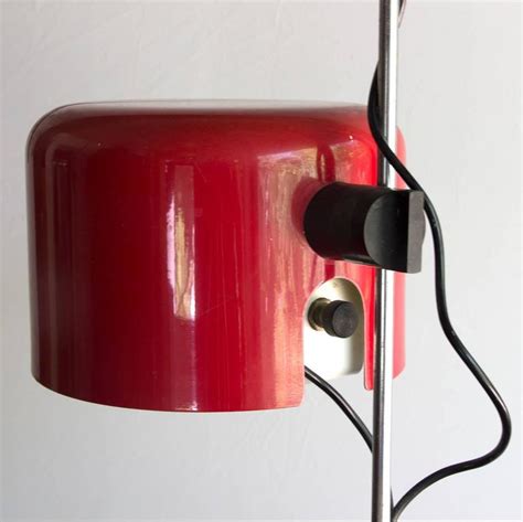 1967 Joe Colombo For O Luce Red Coupe Floor Reading Lamp Uplighter