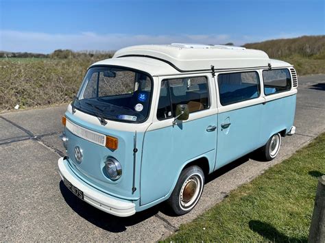 1978 Vw T2 Bay Window Sky Blue And White Camper Van ⋆ Quirky Campers