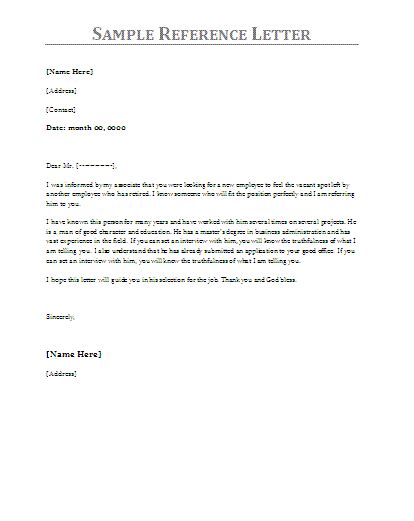 reference letter samples  word templates