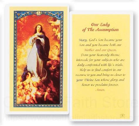 Our Lady Of The Assumption Laminated Prayer Cards Pack