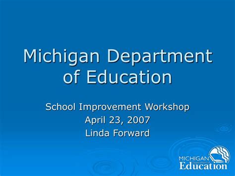 Ppt Michigan Department Of Education Powerpoint Presentation Free