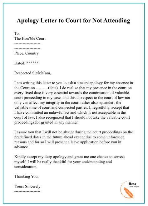 Apology Letter To Court For Not Attending Best Letter Template