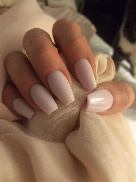 Soft Pink Coffin Nails Gell Over Natural Nails Squoval Nails