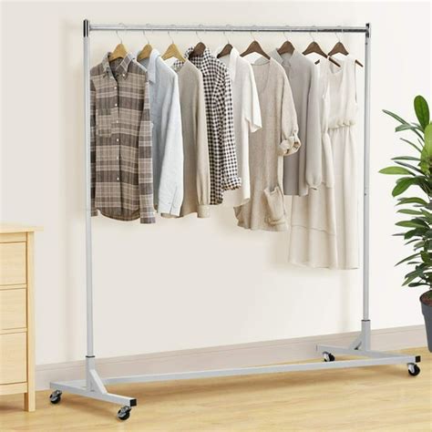 Clothing Garment Rack Clothes Hanger Double Hanger Clothes Rolling Rack On Wheels