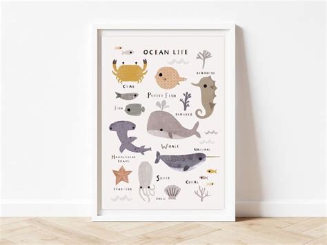 Ocean Print Sea Animals Print Nautical Kids Print Ocean Etsy Ocean